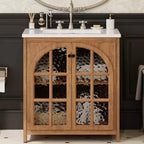 Meuble-lavabo de salle de bain Bestier 31 pouces style ferme avec évier en céramique et armoire de salle de bain rustique vintage