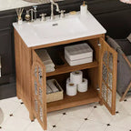Meuble-lavabo de salle de bain Bestier 31 pouces style ferme avec évier en céramique et armoire de salle de bain rustique vintage