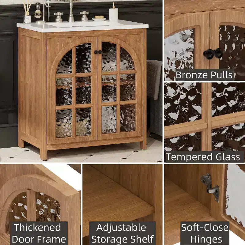 Meuble-lavabo de salle de bain Bestier 31 pouces style ferme avec évier en céramique et armoire de salle de bain rustique vintage