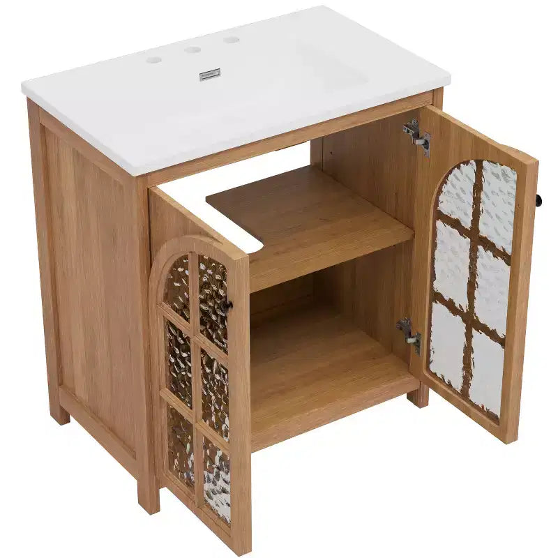 Meuble-lavabo de salle de bain Bestier 31 pouces style ferme avec évier en céramique et armoire de salle de bain rustique vintage