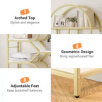 Étagère arquée à 6 niveaux, bibliothèque de 208 cm de haut avec cadre en métal, étagère de rangement ouverte pour chambre à coucher, salon, bureau à domicile