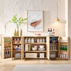 Buffet de cuisine avec 4 portes et étagères, grand buffet de rangement moderne, buffet de rangement de 66 po pour bar à café