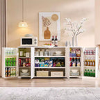 Buffet de cuisine avec 4 portes et étagères, grand buffet de rangement moderne, buffet de rangement de 66 po pour bar à café
