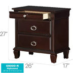 HomeStock Table de chevet rectangulaire marron de 68,5 cm H x 66 cm L avec 2 tiroirs en bois pour salon et chambre