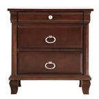 HomeStock Table de chevet rectangulaire marron de 68,5 cm H x 66 cm L avec 2 tiroirs en bois pour salon et chambre