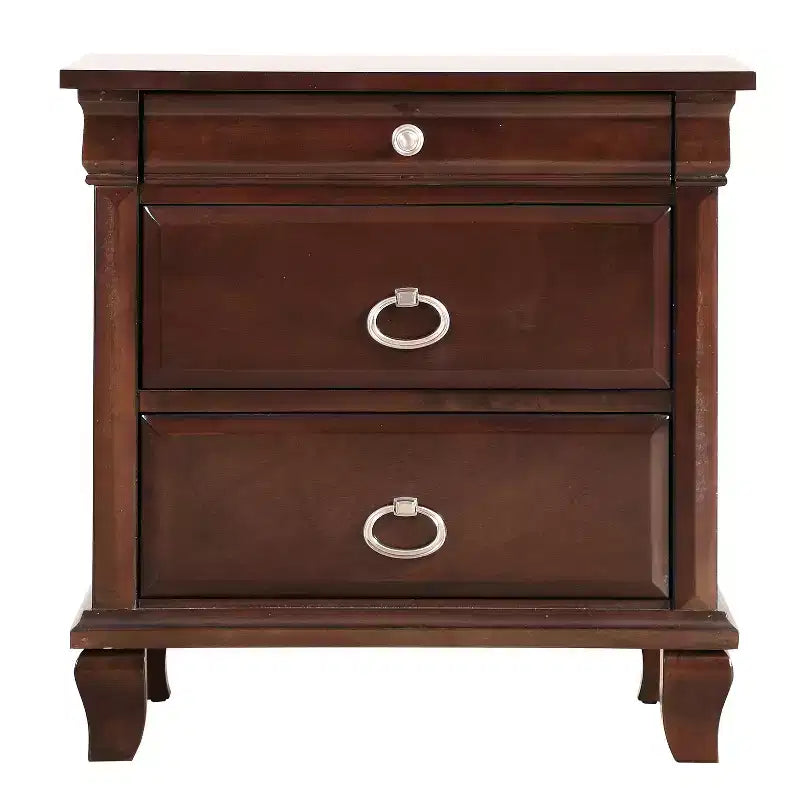 HomeStock Table de chevet rectangulaire marron de 68,5 cm H x 66 cm L avec 2 tiroirs en bois pour salon et chambre