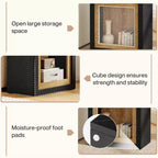 Table d'appoint Lantine Wood avec design inspiré d'un cadre, table d'appoint rustique en forme de cube pour le salon, l'entrée, noir et marron
