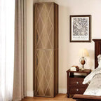 Lantine 75.39 Armoire de rangement en bois avec 6 étagères, Armoire moderne étroite avec 2 portes pour salon, cuisine, salle de bain