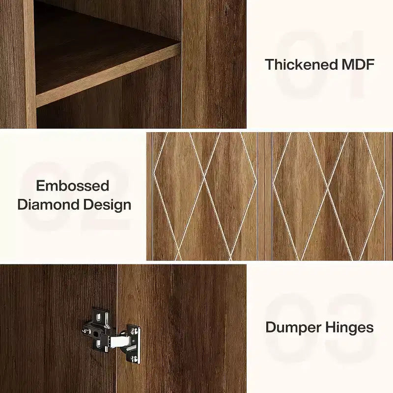 Lantine 75.39 Armoire de rangement en bois avec 6 étagères, Armoire moderne étroite avec 2 portes pour salon, cuisine, salle de bain
