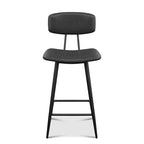 Tabourets de bar Dyonery hauteur comptoir, tabourets de bar en similicuir de 65 cm avec dossier, revêtement imperméable, cadre en métal robuste pour îlot de cuisine, gris rustique