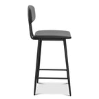 Tabourets de bar Dyonery hauteur comptoir, tabourets de bar en similicuir de 65 cm avec dossier, revêtement imperméable, cadre en métal robuste pour îlot de cuisine, gris rustique