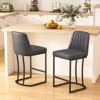 Tabourets de bar Dyonery 25,6 po, hauteur comptoir, avec dossier rembourré, revêtement en similicuir