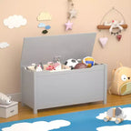 Coffre à jouets en bois pour enfants avec couvercle à charnière de sécurité, pour les 2 ans et plus (Gris)