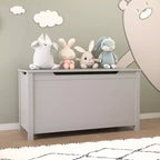 Coffre à jouets en bois pour enfants avec couvercle à charnière de sécurité, pour les 2 ans et plus (Gris)