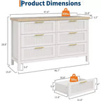 Commode cannelée pour chambre à coucher avec 6 tiroirs, commode moderne, commode en bois meuble TV, organisateur de rangement de vêtements pour salon, couloir