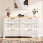 Commode cannelée pour chambre à coucher avec 6 tiroirs, commode moderne, commode en bois meuble TV, organisateur de rangement de vêtements pour salon, couloir