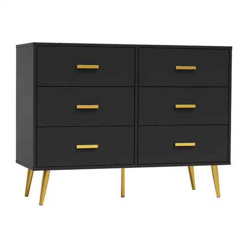 Commode 6 tiroirs, organiseur de commode moderne avec tiroirs, grand meuble de rangement, commode au design moderne pour chambre, salon, porche.