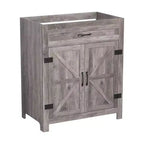 Meuble lavabo Karl Home 76 cm avec porte de grange en noyer et étagère en U, sans évier ni plan de travail