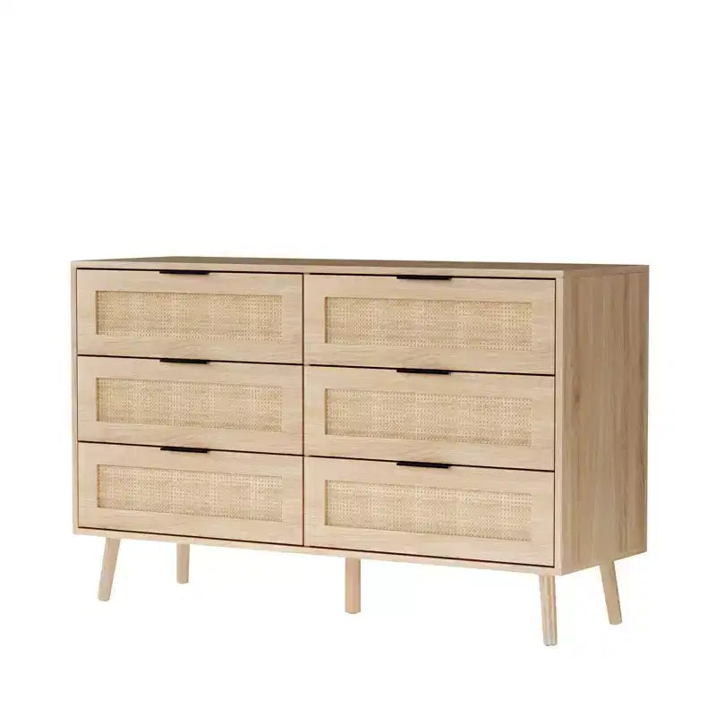 Commode à 6 tiroirs Karl Home en MDF beige de 120 cm de large