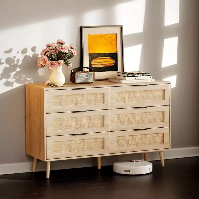 Commode à 6 tiroirs Karl Home en MDF beige de 120 cm de large