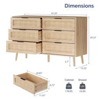 Commode à 6 tiroirs Karl Home en MDF beige de 120 cm de large