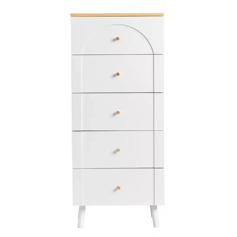 Commode Karl Home avec 5 tiroirs en MDF blanc, 50 cm de large