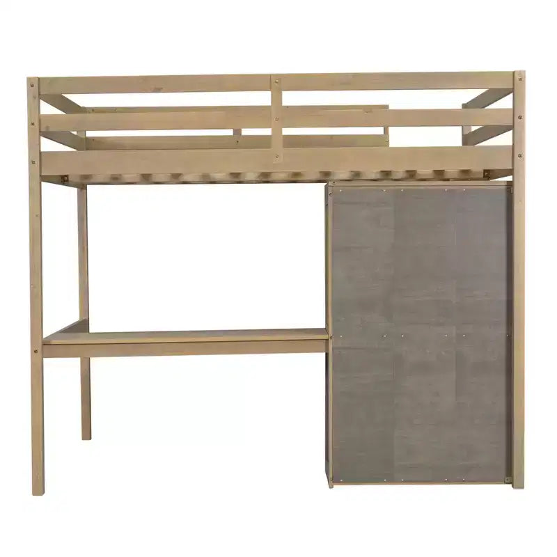 Lit mezzanine pleine grandeur avec armoire et bureau, lit mezzanine haut en bois avec tiroirs de rangement et étagères pour adultes, enfants et adolescents