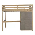 Lit mezzanine pleine grandeur avec armoire et bureau, lit mezzanine haut en bois avec tiroirs de rangement et étagères pour adultes, enfants et adolescents