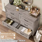 Commode à 6 tiroirs pour chambre à coucher, commode de rangement avec large poignée en métal, organisateur de rangement