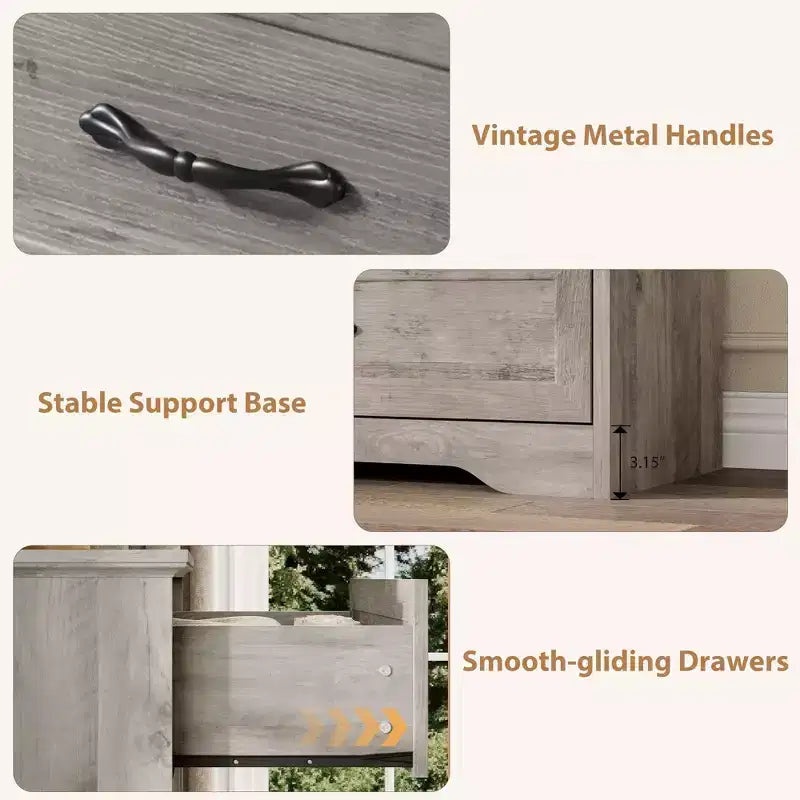 Commode à 6 tiroirs pour chambre à coucher, commode de rangement avec large poignée en métal, organisateur de rangement