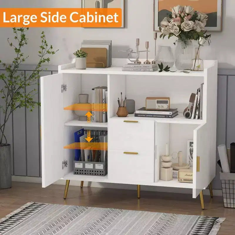 Bahut de buffet avec tiroirs de 2 ensembles, 40 armoires de rangement de buffet de buffet avec étagères et portes