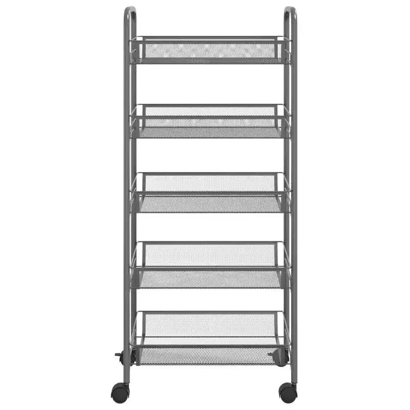 CLIHOME Chariot de rangement à roulettes en filet à 5 niveaux, panier utilitaire pour documents, bureau à domicile, organisateur de garde-manger de cuisine
