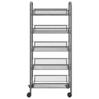 CLIHOME Chariot de rangement à roulettes en filet à 5 niveaux, panier utilitaire pour documents, bureau à domicile, organisateur de garde-manger de cuisine