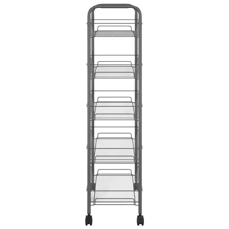 CLIHOME Chariot de rangement à roulettes en filet à 5 niveaux, panier utilitaire pour documents, bureau à domicile, organisateur de garde-manger de cuisine