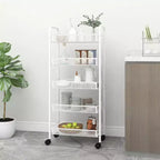 CLIHOME Chariot de rangement à roulettes en filet à 5 niveaux, panier utilitaire pour documents, bureau à domicile, organisateur de garde-manger de cuisine