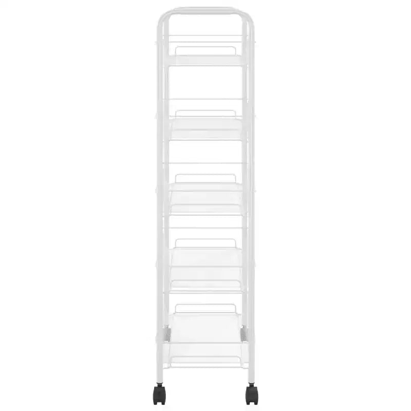 CLIHOME Chariot de rangement à roulettes en filet à 5 niveaux, panier utilitaire pour documents, bureau à domicile, organisateur de garde-manger de cuisine