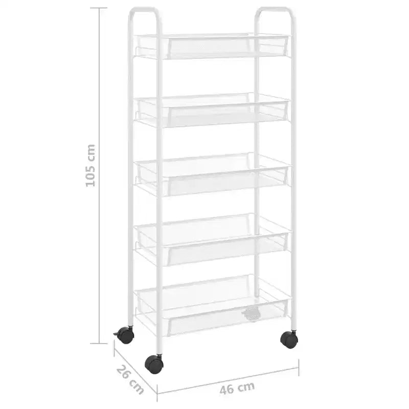 CLIHOME Chariot de rangement à roulettes en filet à 5 niveaux, panier utilitaire pour documents, bureau à domicile, organisateur de garde-manger de cuisine