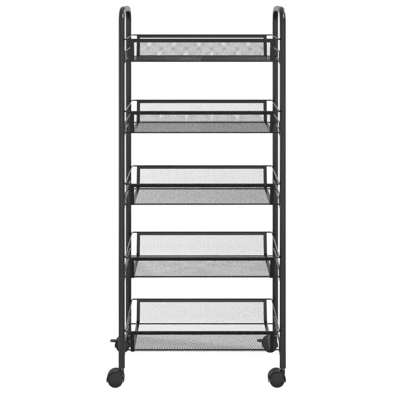 CLIHOME Chariot de rangement à roulettes en filet à 5 niveaux, panier utilitaire pour documents, bureau à domicile, organisateur de garde-manger de cuisine
