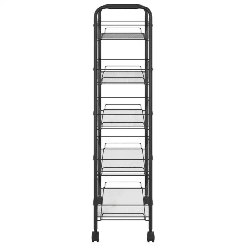 CLIHOME Chariot de rangement à roulettes en filet à 5 niveaux, panier utilitaire pour documents, bureau à domicile, organisateur de garde-manger de cuisine