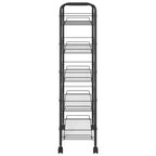 CLIHOME Chariot de rangement à roulettes en filet à 5 niveaux, panier utilitaire pour documents, bureau à domicile, organisateur de garde-manger de cuisine