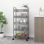 CLIHOME Chariot de rangement à roulettes en filet à 5 niveaux, panier utilitaire pour documents, bureau à domicile, organisateur de garde-manger de cuisine