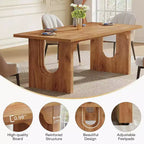Table à manger moderne Lantine pour 6 personnes, grande table de cuisine de 180 cm avec base piédestal en bois, pour cuisine, salle à manger, salon