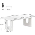 Table à manger moderne Lantine pour 6 personnes, grande table de cuisine de 180 cm avec base piédestal en bois, pour cuisine, salle à manger, salon