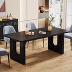 Lantine Modern Dining Table for 6, 71 Large Kitchen Dining Table with Wood Pedestal Base, for Kitchen, Dining Room, Living Room