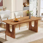 Table à manger moderne Lantine pour 6 personnes, grande table de cuisine de 180 cm avec base piédestal en bois, pour cuisine, salle à manger, salon