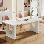 Table à manger moderne Lantine pour 6 personnes, grande table de cuisine de 180 cm avec base piédestal en bois, pour cuisine, salle à manger, salon