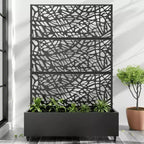 MAYEERTY Jardinière avec treillis en fer noir, style 01, 72 x 47 x 16 pouces, lot de 3 pièces