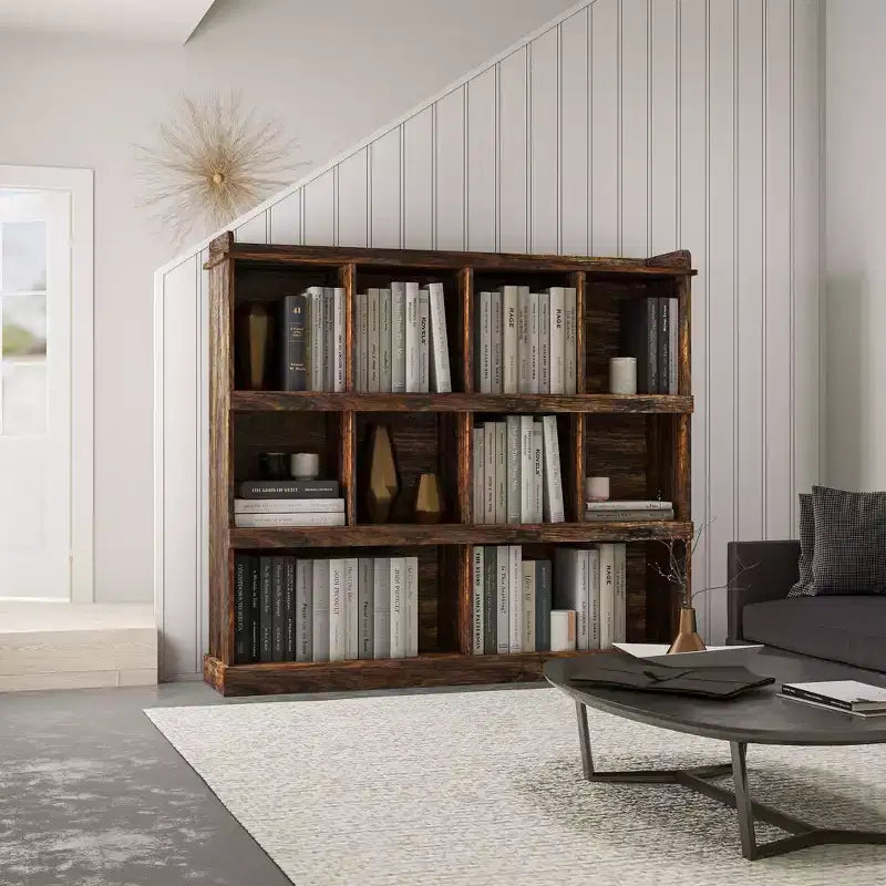 Bibliothèque à 3 étagères en bois expresso, 120 cm de hauteur, AndMakers