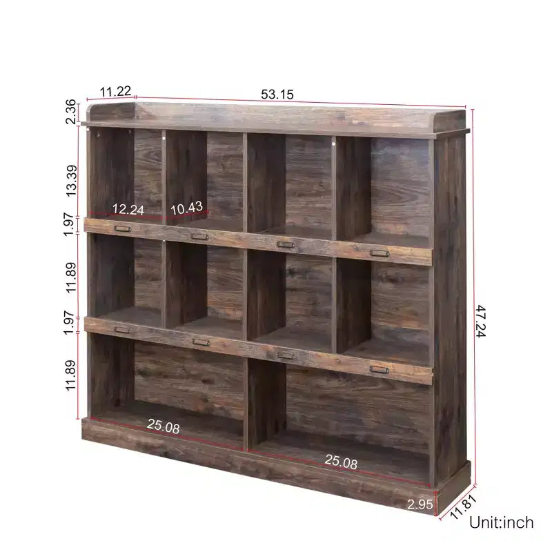 Bibliothèque à 3 étagères en bois expresso, 120 cm de hauteur, AndMakers