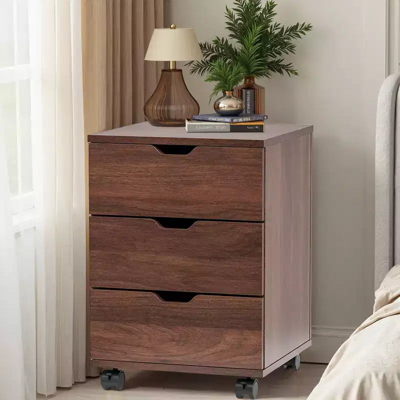 MAYEERTY 1622 Inch Blanc 3 Tiroirs Vertical Meuble Classeur en Bois - Avec Roulettes, Entièrement Assemblé pour Bureau à Domicile